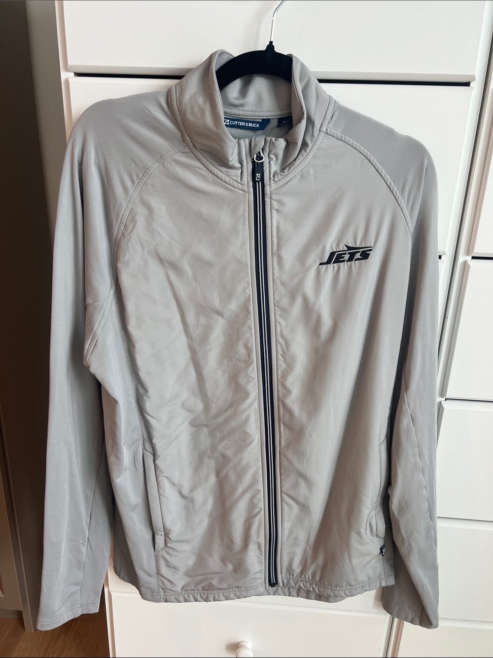 Cutter & Buck Gray Full-Zip Performance Jacket with Jets Logo